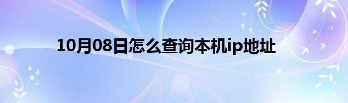 10月08日怎么查询本机ip地址