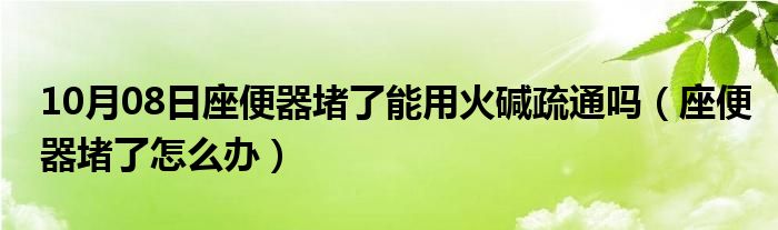 10月08日座便器堵了能用火碱疏通吗（座便器堵了怎么办）