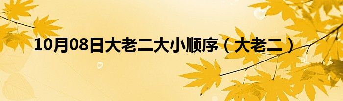 10月08日大老二大小顺序（大老二）