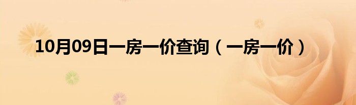 10月09日一房一价查询（一房一价）