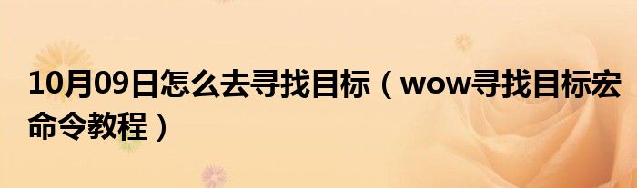 10月09日怎么去寻找目标（wow寻找目标宏命令教程）