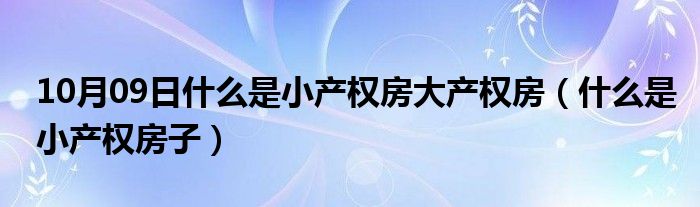 10月09日什么是小产权房大产权房（什么是小产权房子）