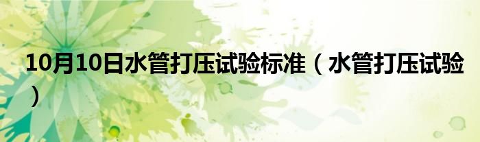 10月10日水管打压试验标准（水管打压试验）