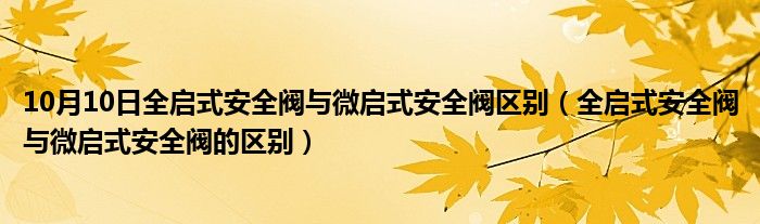 10月10日全启式安全阀与微启式安全阀区别（全启式安全阀与微启式安全阀的区别）