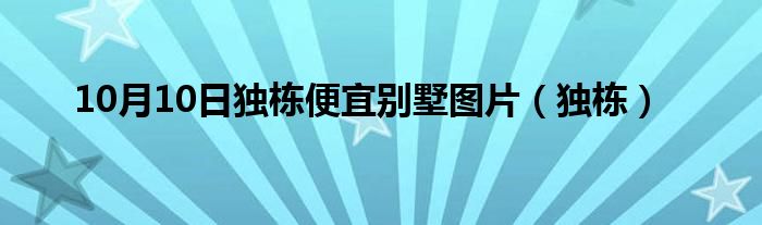 10月10日独栋便宜别墅图片（独栋）