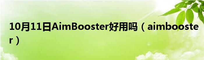 10月11日AimBooster好用吗（aimbooster）