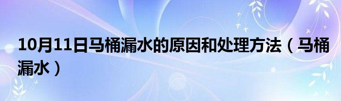 10月11日马桶漏水的原因和处理方法（马桶漏水）