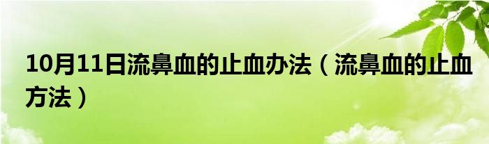 10月11日流鼻血的止血办法（流鼻血的止血方法）