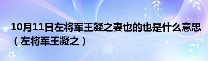 10月11日左将军王凝之妻也的也是什么意思（左将军王凝之）