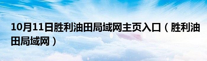 10月11日胜利油田局域网主页入口（胜利油田局域网）