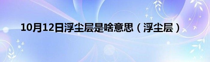 10月12日浮尘层是啥意思（浮尘层）