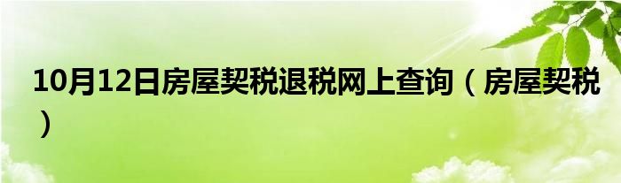 10月12日房屋契税退税网上查询（房屋契税）