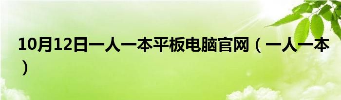 10月12日一人一本平板电脑官网（一人一本）