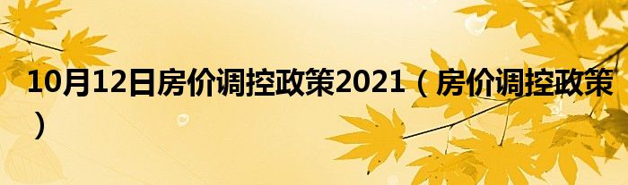 10月12日房价调控政策2021（房价调控政策）