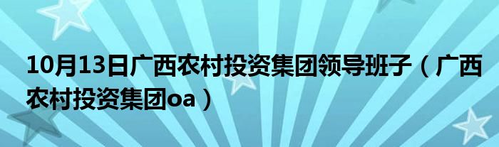 10月13日广西农村投资集团领导班子（广西农村投资集团oa）