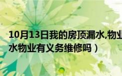 10月13日我的房顶漏水,物业有没有权利给我维修?（房顶漏水物业有义务维修吗）