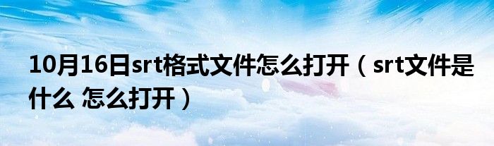 10月16日srt格式文件怎么打开（srt文件是什么 怎么打开）