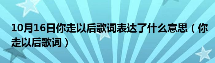 10月16日你走以后歌词表达了什么意思（你走以后歌词）