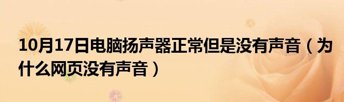 10月17日电脑扬声器正常但是没有声音（为什么网页没有声音）