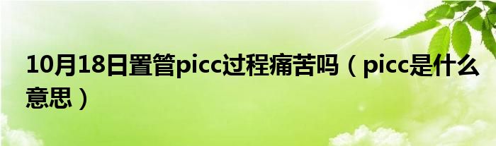 10月18日置管picc过程痛苦吗（picc是什么意思）