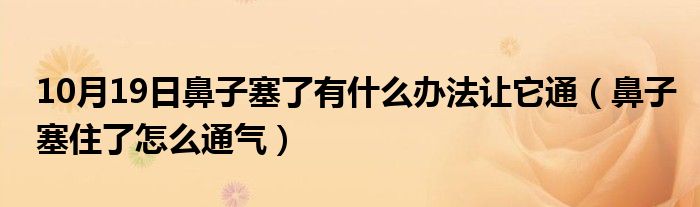 10月19日鼻子塞了有什么办法让它通（鼻子塞住了怎么通气）