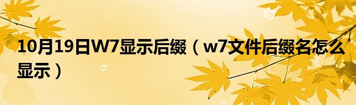 10月19日W7显示后缀（w7文件后缀名怎么显示）