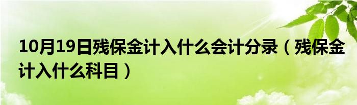 10月19日残保金计入什么会计分录（残保金计入什么科目）