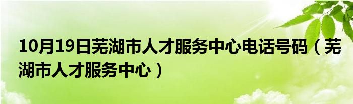 10月19日芜湖市人才服务中心电话号码（芜湖市人才服务中心）