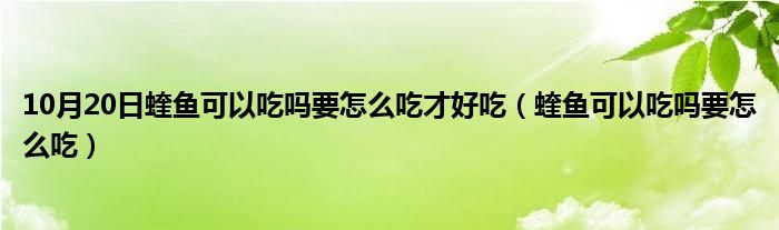 10月20日蝰鱼可以吃吗要怎么吃才好吃（蝰鱼可以吃吗要怎么吃）