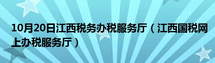 10月20日江西税务办税服务厅（江西国税网上办税服务厅）