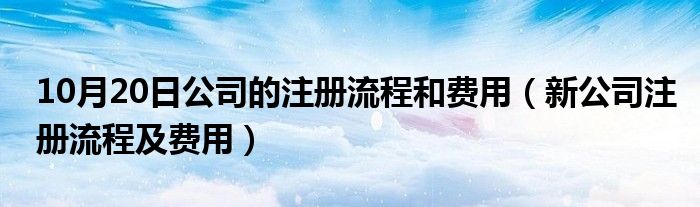 10月20日公司的注册流程和费用（新公司注册流程及费用）