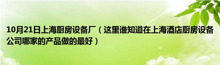 10月21日上海厨房设备厂（这里谁知道在上海酒店厨房设备公司哪家的产品做的最好）