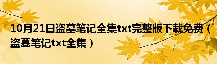 10月21日盗墓笔记全集txt完整版下载免费（盗墓笔记txt全集）