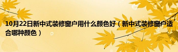 10月22日新中式装修窗户用什么颜色好（新中式装修窗户适合哪种颜色）