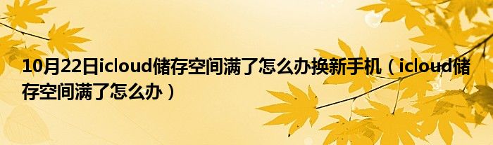 10月22日icloud储存空间满了怎么办换新手机（icloud储存空间满了怎么办）