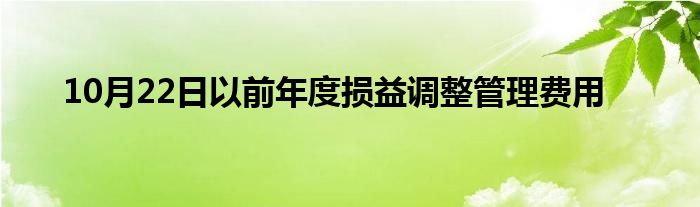 10月22日以前年度损益调整管理费用