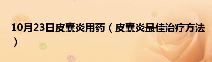 10月23日皮囊炎用药（皮囊炎最佳治疗方法）