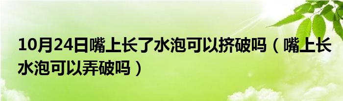 10月24日嘴上长了水泡可以挤破吗（嘴上长水泡可以弄破吗）