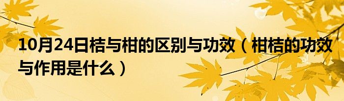 10月24日桔与柑的区别与功效（柑桔的功效与作用是什么）