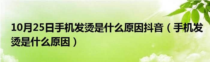 10月25日手机发烫是什么原因抖音（手机发烫是什么原因）