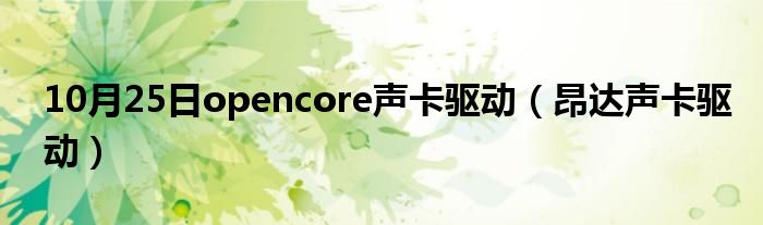 10月25日opencore声卡驱动（昂达声卡驱动）