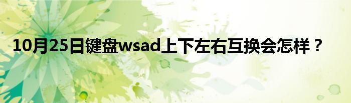 10月25日键盘wsad上下左右互换会怎样？