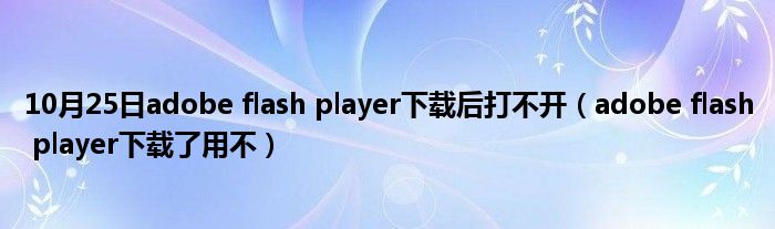 10月25日adobe flash player下载后打不开（adobe flash player下载了用不）