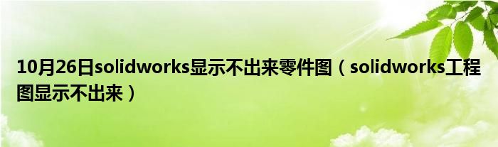 10月26日solidworks显示不出来零件图（solidworks工程图显示不出来）