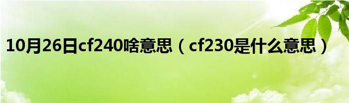 10月26日cf240啥意思（cf230是什么意思）