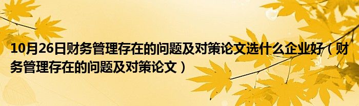 10月26日财务管理存在的问题及对策论文选什么企业好（财务管理存在的问题及对策论文）