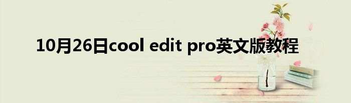 10月26日cool edit pro英文版教程