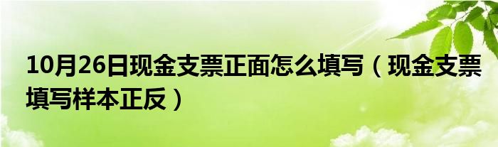 10月26日现金支票正面怎么填写（现金支票填写样本正反）