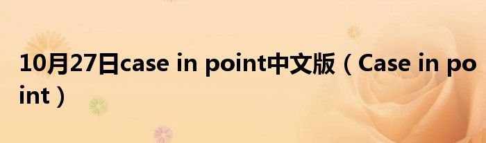 10月27日case in point中文版（Case in point）