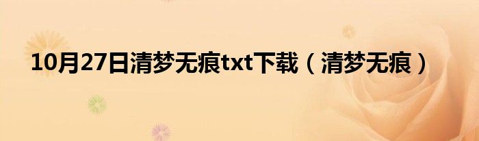 10月27日清梦无痕txt下载（清梦无痕）